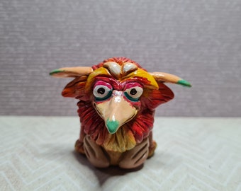 Labyrinth firey handmade polymer clay sculpture small figurine, clay sculpture, desk buddy, 80s baby born in the 80s dash nostalgia movie