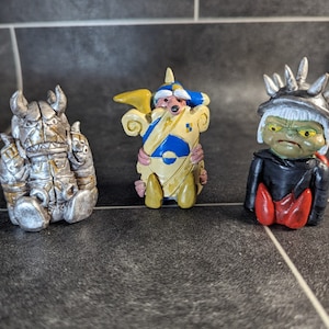 Labyrinth 3 pack, shield guard, goblin, humongous, polymer clay sculpture, small figurine, clay sculpture, desk pet worry buddy,