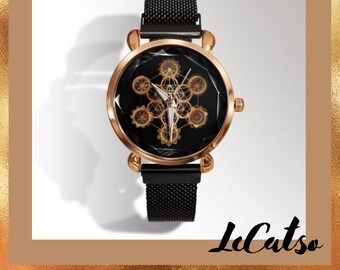 New Metatron Watch Magnetic Mesh Band,Powerful Metatron Symbol Watch,Gold Metatron Magnetic Band Watch Unisex,Best Analog Watch Gift Ideas