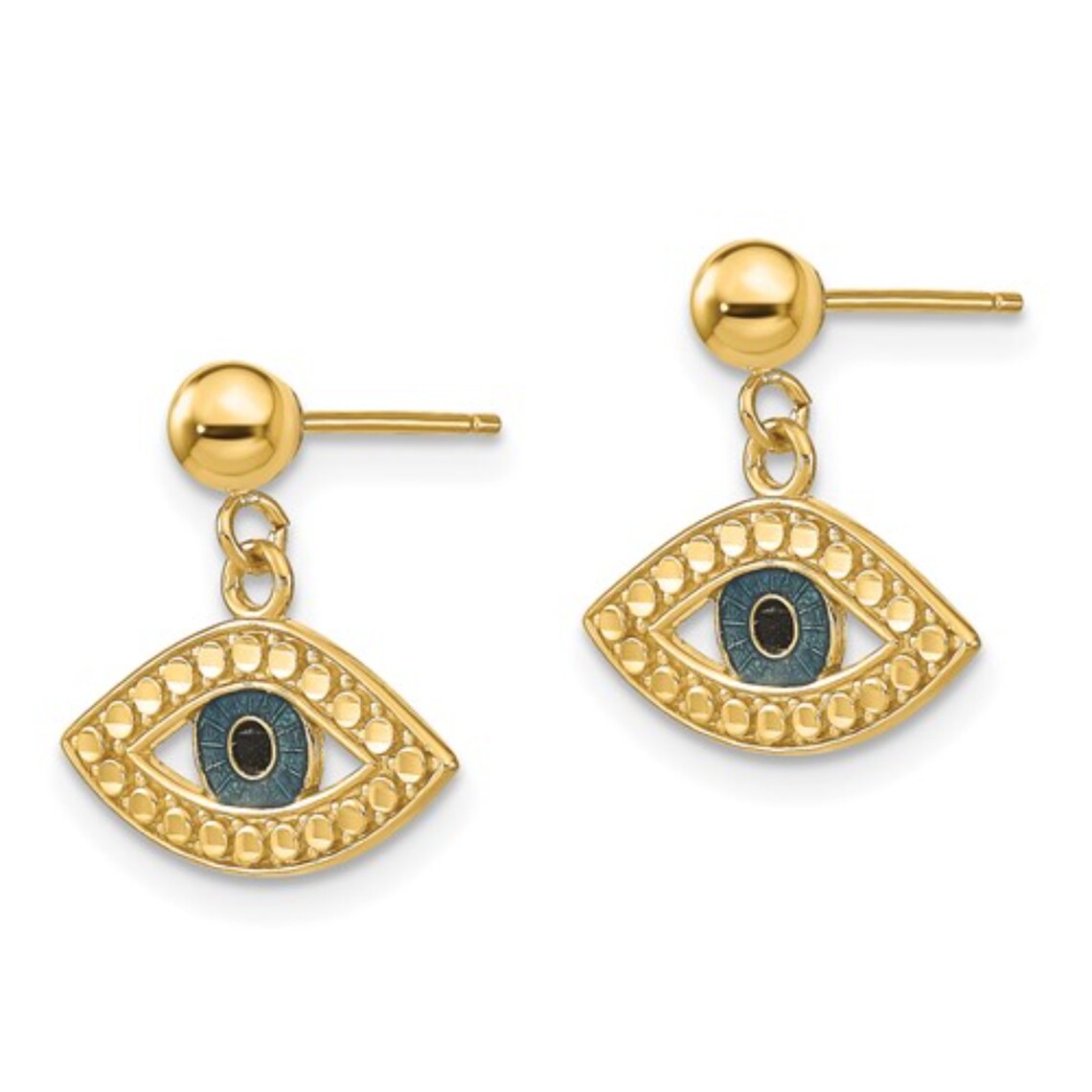 Eye Gold Earrings 14K Gold Diamond-cut Enameled Eye Dangle - Etsy