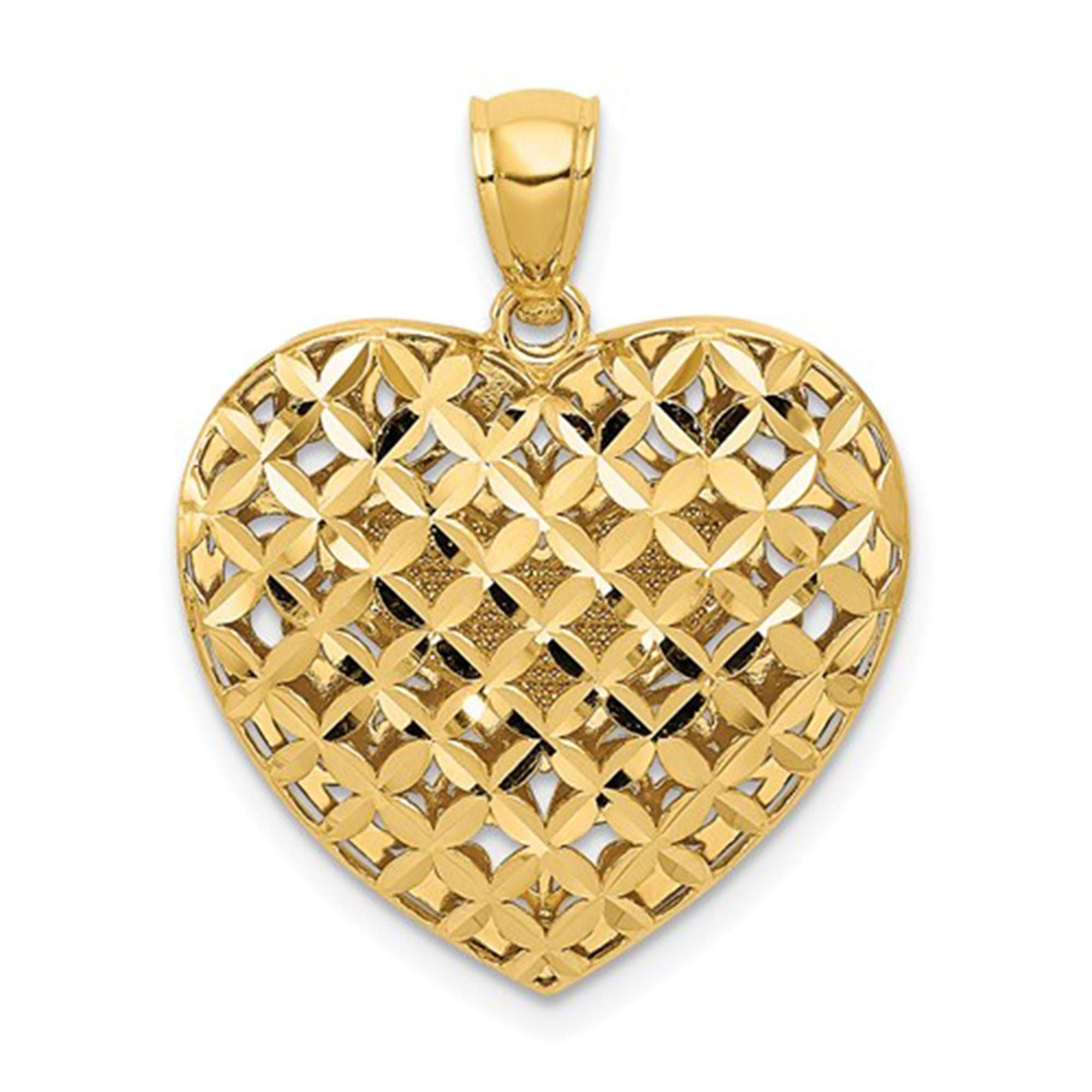 Gold Heart Pendant 14k Gold Two-tone Reversible | Etsy
