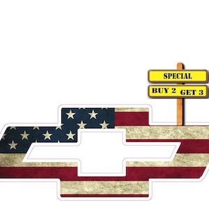 Chevy Bowtie Symbol mit Amerikanische Flagge Überlagerter Aufkleber 3,0 "x 8,0" Aufkleber Kaufe 2 und erhalte 3 r74 Gratis Versand am selben Tag