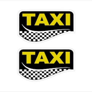 1Pair Taxi Taxi Cab Yellow Cab For Hire Decal Sticker 2.5&quot;x 4.3&quot; P804