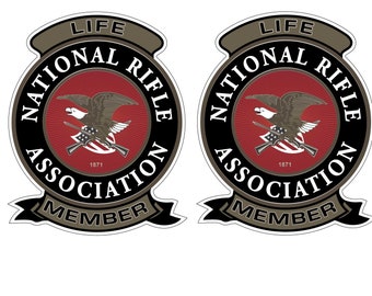 NRA Lifetime Patch Sticker National Rifle Association 3.0&quot; x 4.0&quot; 1 Pair Decal Stickers p23