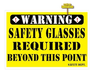 Warning Safety Glasses Required Beyond This Point Safety Dept. Sticker Decal Buy 2 Get 3