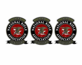 NRA Lifetime Patch 3 Pack Stickers National Rifle Association 1.0" x 1.0" Decal Sticker p26
