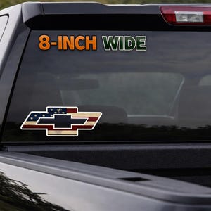 Chevy Bowtie Symbol with American Flag Superimposed Sticker 3.0" x 8.0" Decals Pair of (2)  P74