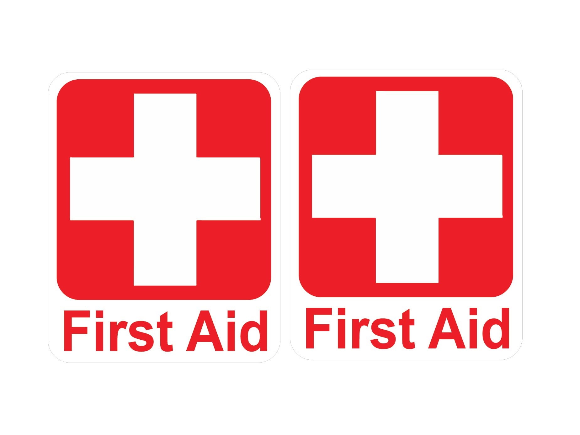 1 Pair First Aid Sticker Decals 2.0" x 2.5" d35