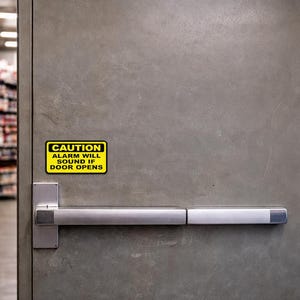 Caution Alarm Will Sound Decal (2 Pack) – Safety Warning Sticker – Door Alarm Notice – Industrial Safety Sign – Yellow Black Decal P451