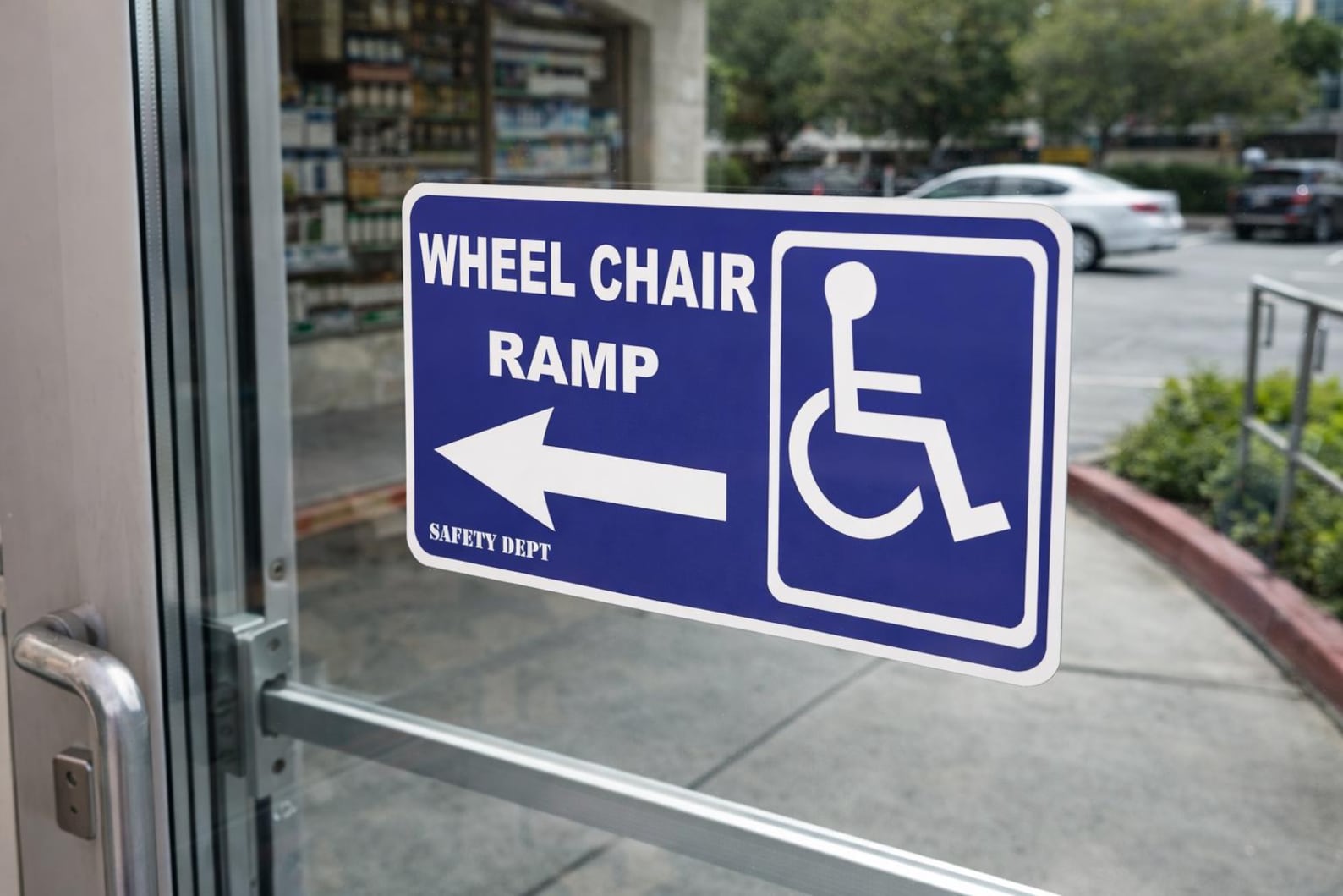 Wheelchair Ramp Sign Decal 5x8 ADA Accessible Entrance Direction ...