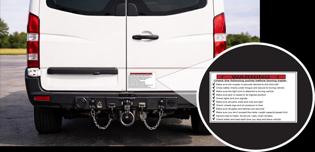 Warning Trailer Towing Checklist Great for Rental Companies Sticker ...