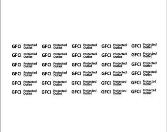 GFI GFCI Protected Receptacle Outlet Vinyl Stickers Special 30 Stickers .25&quot; x 1.0&quot; P650