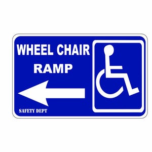 Wheelchair Ramp Sign Decal 5x8 ADA Accessible Entrance Direction Sticker Handicap Accessibility Business Wayfinding Door Sign 5.5"x8.5" R822