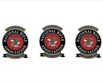 NRA Lifetime Patch 3 Pack Stickers National Rifle Association 1.0&quot; x 1.0&quot; Decal Sticker p26