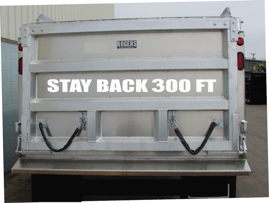 Stay Back 300 FT Truck Safety Construction WHITE Die Cut Decal Sticker ...