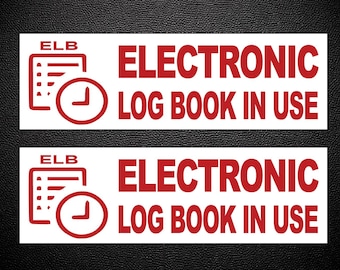 1 Pair Electronic Log Book On Board RED ELD Log Decal Sticker 2.5" x 8" p185a