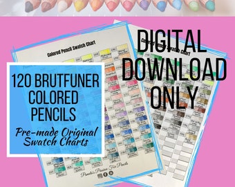 120 Brutfuner Colored Pencils - Pre-Made Original Swatch Charts in My Color Family Order