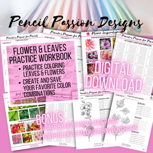 Oefenwerkboek bloemen en bladeren BONUS: full-colour inspiratiepagina's met bloemen en bladeren en kleurencombinatiekaarten