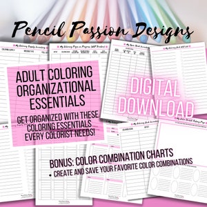 Coloring Organizational Essentials Bundle BONUS: 3-Blend & 4-Blend Color Combination Charts - Create Your Own Custom Organization System