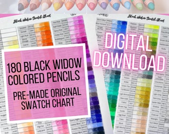 180 Black Widow Pre-filled Color Chart Names and Numbers Pre-filled in  Color Family Order 