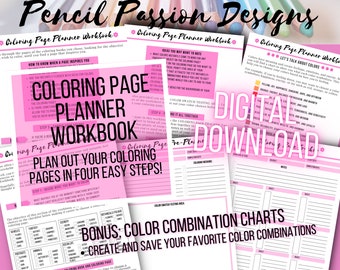 Coloring Page Planner Workbook BONUS: 3-Blend through 6-Blend Color Combination Charts