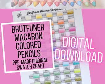Brutfuner Macaron Colored Pencils - Pre-Made Original Swatch Chart in My Color Family Order