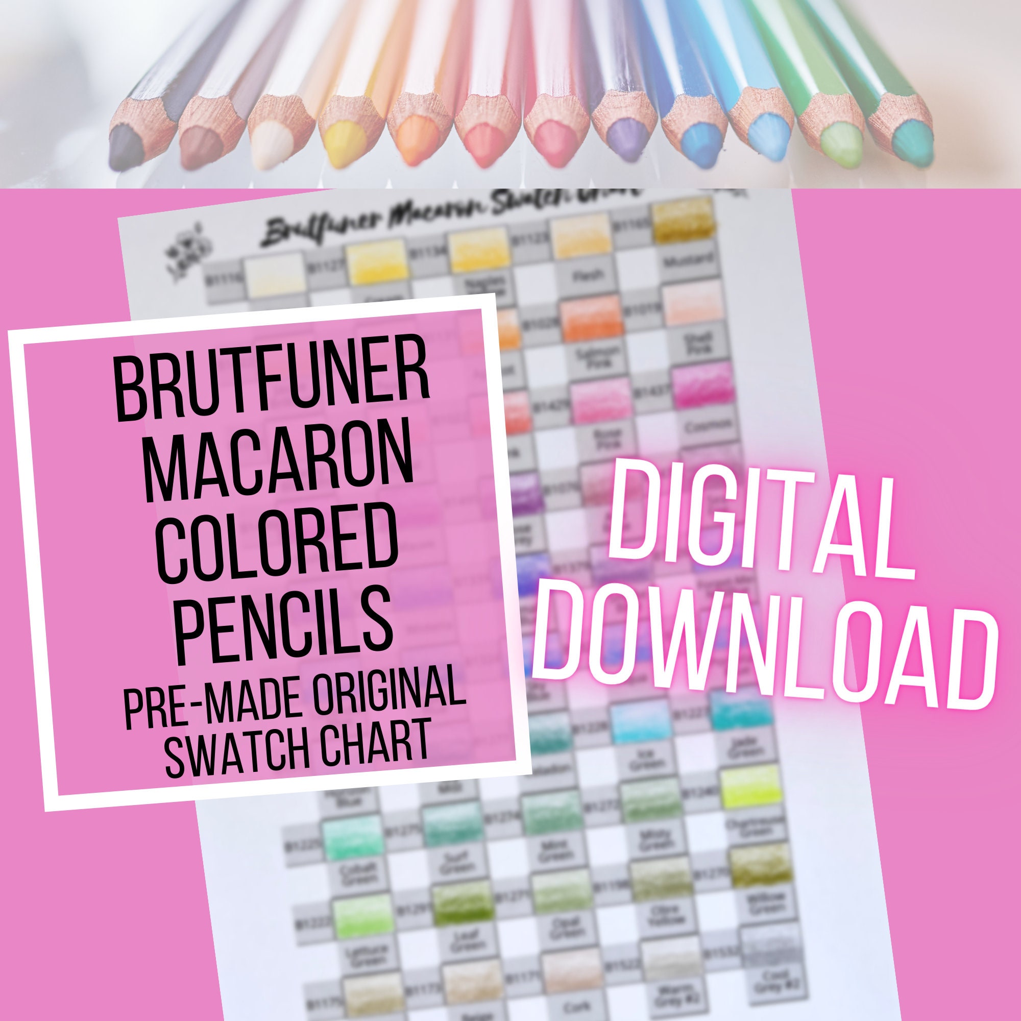 Brutfuner Macaron Colored Pencils - Pre-Made Original Swatch Chart in My  Color Family Order