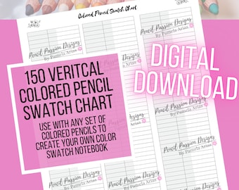 150 Vertical Colored Pencil Swatch Chart