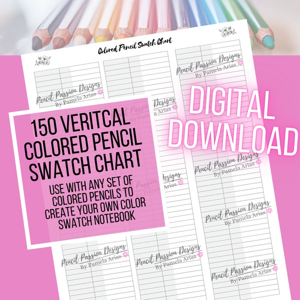 120 Colored Pencil Swatch Chart - (Space for Color Name, Number, and Swatch)