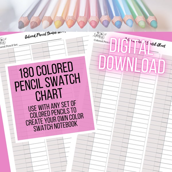 180 Colored Pencil Swatch Chart (Front & Back Portrait Orientation)