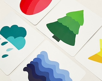 Carte a contrasto Montessori:  flashcard sensoriali ad alto contrasto (immagini in bianco e nero e colori per neonati) - 24 illustrazioni