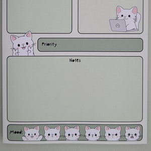DAILY PLANNER Cat Memo Pad, To Do List, Mood Tracker, Funny Notepad, 100 Sheets (3+ Months), A5, Cute Notebook, Kawaii Kitty Cat Stationery
