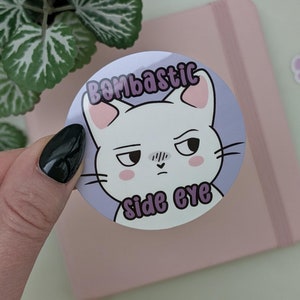 BOMBASTIC SIDE EYE Cat Sticker, Relatable Kitty Sticker, Cute Cat Sticker, Funny Meme Sticker, Relatable Quote, Fun Kitty Art, Kawaii Decal