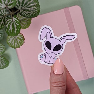 ALIEN BUNNY Sticker, Cute Rabbit Sticker, Cool Alien Sticker, Kawaii Animal Stationery, Chibi Cartoon Art, Planner Sticker, Waterproof Vinyl