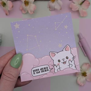 Delulu Kitty Memo Pad: Funny Space Meme Notepad