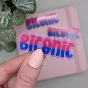 BICONIC Sticker, Bisexual Pride Sticker, Funny Queer Quote Sticker, Cute Bisexuality Sticker, Kawaii Bi Bisexual Representation, Vinyl