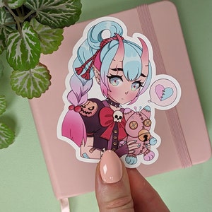 DEMON GIRL Sticker, MrsButterD DTIYS #MrsButterDemon, Draw this in your style entry, Kawaii Monser Sticker, Aesthetic Anime Manga Style Art