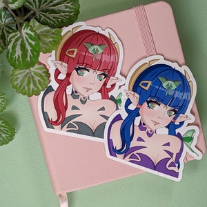CELESTIAL GIRL Sticker, elizmil.art DTIYS #elizmilldtiys, Draw this in your style entry, Pretty Aesthetic Sticker, Luna Moths, Anime Art