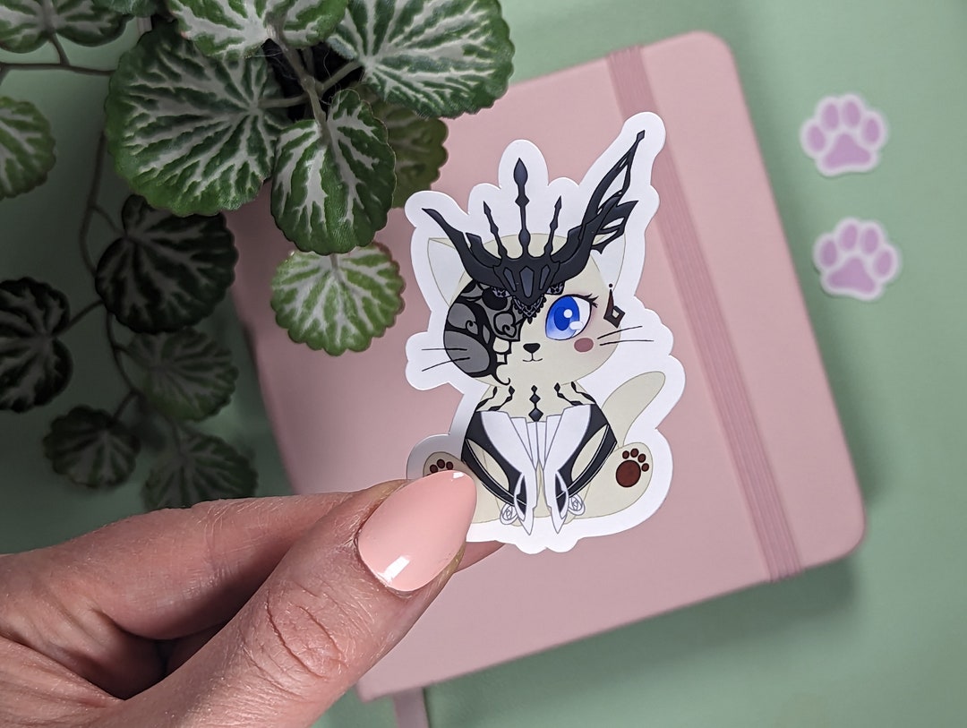 Signora Genshin Impact Kitty Sticker: Chibi Anime Cat, Waterproof Vinyl ...