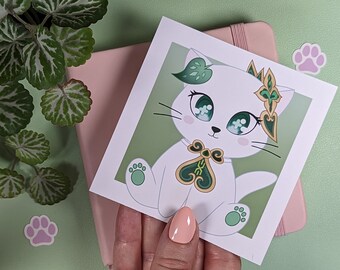 Nahida Genshin Impact Art Print: Chibi Cat, Kawaii Decor