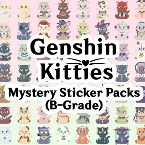 Mystery GENSHIN CAT Sticker Set (B GRADE), Oopsie Packs, Genshin Impact Sticker, Kawaii Cat Sticker, Cute Chibi Sticker, Anime Gamer Sticker