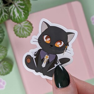 ZHONGLI Sticker, Genshin Impact Sticker, Kawaii Cat Sticker Gift for Anime Lover, Cute Chibi Vinyl Sticker, Waterproof Sticker, Rex Lapis