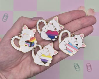 PRIDE Cat Enamel Pin: LGBTQIA+ Rainbow Kitty Brooch