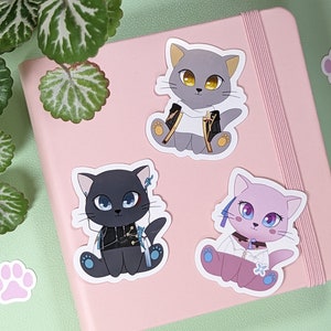 STAR RAIL CATS Aufkleber, Honkai Star Rail Aufkleber Set, McTrailblazer, 7. März, Dan Heng, Kawaii Katzenaufkleber, süßer Chibi Vinyl Aufkleber