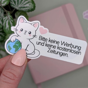 BITTE KEINE WERBUNG Sticker, Briefkasten Aufkleber, Keine Werbung und keine kostenlosen Zeitungen, Süße Katze, Nachhaltigkeit, Vinyl Sticker