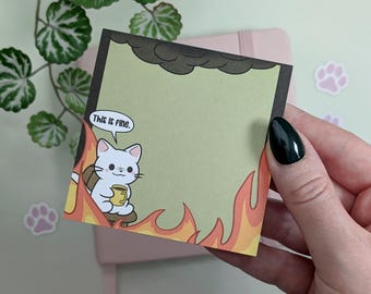 THIS IS FINE Cat Notepad, Memo Pad, 50 Sheets, square 8 x 8 cm
