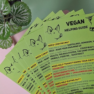 20 "VEGAN HELPING GUIDE" Flyers - Information on Veganism (Animal Rights & Welfare, Activism), Vegan Education, Flyer Bundles, Go Vegan!