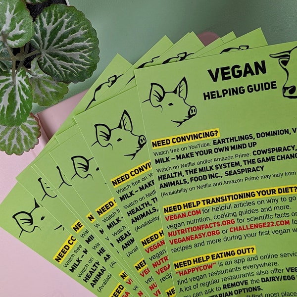 20 Flyer ""VEGAN HELPING Guide"" - Informationen zu Veganismus (Tierrechte & Tierschutz, Aktivismus), Vegane Bildung, Flyer Bundles, Go Vegan!"