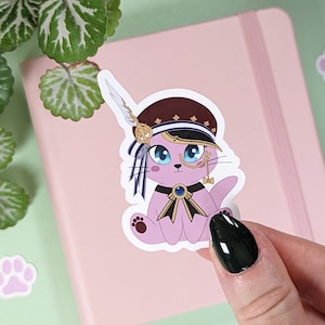 CHARLOTTE Sticker, Genshin Impact Sticker, Kawaii Cat Sticker Gift for Anime Lover, Cute Chibi Vinyl Sticker, Waterproof Sticker, Fontaine