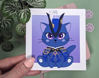 Clorinde Genshin Impact Art Print: Kawaii Chibi Cat, Anime Fan Art